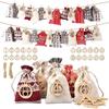 Nuevo Navideño Transfronterizo Bolsa Colgante de Dulces para Niños Decoración Navideña Bolsa Calendario de Adviento Bolsa de Lino de Cuenta Regresiva