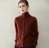 Novo estilo de inverno, folgado, emagrecedor, grosso, de abotoamento simples, cardigan de malha 100% cashmere feminino, suéter de nicho