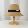 Sombrero de Sol de Verano para Mujer, Sombrero de Paja con Perlas de Moda Estilo Coreano, Sombrero de Sol de Ala Ancha para Vacaciones en la Playa