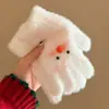Lindos Guantes de Punto con Muñeco de Nieve y Lazo Blanco para Mujer en Invierno Forrados de Felpa para Heattech, Resistentes al Frío y al Viento para Estudiantes que Andan en Bicicleta