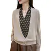 Cárdigan de punto de estilo francés con lunares, tipo dos piezas, para mujer, otoño temprano, abrigo suéter de retazos, top básico adelgazante de manga larga con cuello en V