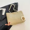 Nova Bolsa de Palha Grande Capacidade Simples Clássica Moda Feminina Bolsa Grande Tecida Bolsa de Trabalho Bolsa Tecida Flores