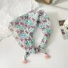 Pañuelo pequeño cuadrado de algodón y lino con borlas de 58 cm Protector de cuello Bufanda suave Pañuelo decorativo para la cabeza Pañuelo floral Retro Pequeño Fresco
