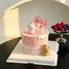Decoración de pastel para el Día de San Valentín chino tarjeta en forma de corazón adorno de perro de dibujos animados lindo inserto de vela con lazo topper