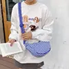 Bolsa Japonesa Retro a Cuadros Tipo Dumpling para Mujer Nueva Versátil Lona Hombro Cruzada Casual Portátil para Ir al Trabajo Bolsa Pequeña de Hombro