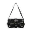 2026 Bolso de Mano de Nueva Textura de Chica Picante de Moda Remaches Estampado de Leopardo Diseño de Personalidad Bolso de Hombro de Motocicleta Cruzado Debajo del Brazo Bolso de Mujer
