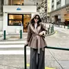 Estilo de Diseñador Abrigo de Lana Doble Cara para Mujer Otoño Invierno Petite Bufanda Corta Lana Ropa Exterior Holgada