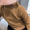 Camiseta Interior de Terciopelo de Media Cuello Alto para Niños y Niñas en Otoño e Invierno, Tops de Dibujos Animados Casuales y Versátiles, Camisetas de Manga Larga para Niños Talla Mediana y Grande