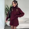 2024 Inverno Novo Europeu e Americano Amazon Cross-border Cor Sólida Gola Alta Estilo Preguiçoso Suéter de Malha Design Sense Dress Set para Mulheres