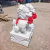 Par de Unicórnios Esculpidos em Pedra Azul de Granito Natural para Decoração de Entrada de Villa, Empresa, Hotel, Fábrica e Pátio