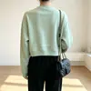 Sudadera casual de punto para mujer, estilo de otoño e invierno, color liso, cuello redondo, corte holgado, adelgazante, para uso diario, transfronteriza europea y americana