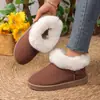 Botas de Nieve Gruesas de Estilo Europeo y Americano Transfronterizas para Mujer, Invierno 2024 Talla Grande con Hebilla Metálica y Ribete de Piel Sintética Afelpada Zapatos de Algodón