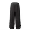 Jeans Retro Americanos de Mezclilla Cruda Negro Deconstruidos con Parches de Cimitarra para Mujer, Pantalones Anchos Holgados Nuevos