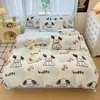 Ins estilo fresco juego de ropa de cama de cuatro piezas de terciopelo de leche invierno cubierta de edredón de encaje de terciopelo coral sábana de cama franela con terciopelo añadido juego de tres piezas