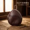 Bolsa Wenwan de Primera Capa de Piel de Vaca Almacenamiento de Nogal Plato de Cuentas para Jugar Billetera Retro Arrugada para Monedas Billetera Portátil para Colgar en la Cintura para Hombre