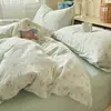 Juego de ropa de cama de cuatro piezas de algodón puro con estampado floral pastoral funda de edredón sábana para cama temporada universal todo algodón estilo fresco estilo sábana bajera