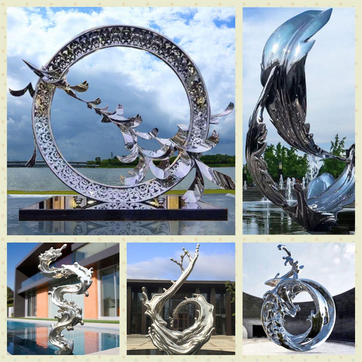 不锈钢圆环水滴雕塑