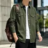 Algodão Puro Roupa de Trabalho Americana Outono Cor Sólida Manga Longa Camisa Masculina Nova Macia Confortável Moda Masculina Camisa Masculina Tendência