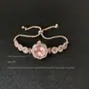 Relógio Rosa Vintage Usado com Pedras Sintéticas em Toda a Pulseira, com Acabamento de Luxo, Pulseira de Luxo Leve com Cordão Ajustável para Mulheres