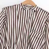 Comercio Exterior Estilo Europeo y Americano Primavera Nueva Camisa de Manga Larga Versátil a Rayas para Mujer