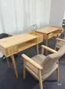Conjunto de Mesa e Cadeira de Manicure de Madeira Estilo Japonês com Aspirador, Assento Único/Duplo/Triplo, Madeira Maciça, Gavetas de Armazenamento de Camada Dupla, Estação de Manicure