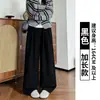 Calça Melad Yamamoto para Mulheres, Novo Estilo Outono e Inverno, Solta, Relaxada, Emagrecedora, Casual, Cintura Alta, Petite, Calça Wide Leg com Forro de Lã