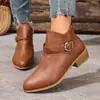 Botas Martin Estilo Británico Retro para Mujer 2026 Nuevo Llegada Otoño/Invierno Punta Puntiaguda Hebilla Tacón Medio Cremallera Lateral Botines Chelsea