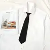 Gravata Preta Preguiçosa para Estudantes Homens e Mulheres, Decoração de Camisa Estilo JK Japonês para Faculdade Sem Zíper, Casual Amarrada à Mão