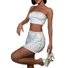 11844 Superventas Transfronterizo Europeo y Americano Nuevo Modelo Conjunto de Top de Tubo Blanco sin Tirantes Estilo Fiesta Discoteca Atuendo de Chica Atrevida