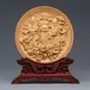 Escultura em Madeira de Tuias Taihang Nove Dragões Brincando com Pérolas Enfeites Placa de Decoração em Madeira Maciça para Sala de Estar Artesanato de Escultura em Madeira de Buxo de Folhas Pequenas