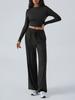 Traje Y2K Europeo y Americano Transfronterizo de Amazon Otoño e Invierno para Mujer Encaje Color Puro Cintura Moda Pantalones Casuales de Pierna Ancha para Mujer