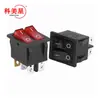 Interruptor em Forma de Navio Kcd8-212/212N, Interruptor Duplo com Luz, Interruptor de Força, 15A 250V, Vermelho e Preto, 6 Pinos, 2 Posições