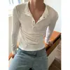 Camisa Transparente de Manga Larga Color Verde Esmeralda con Escote Profundo para Hombre, Blusa Ascética de Tul Ajustada, Top Holgado Interior con Cuello Henry