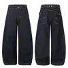 Meim02 Estilo Unisex de Calle con un Toque de Alta Gama, Color Denim Crudo Vintage, Diseño Desestructurado, Jeans de Pierna Ancha Scimitar para Hombre