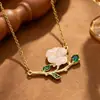 Collar de gota de rosa estilo oscuro transfronterizo europeo y americano para mujer, diseño de flor retorcida gótica con circonita, cadena para la clavícula, Día de San Valentín