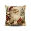 Funda de Almohada Estampada Navideña Vintage con Patrón de Reno y Campana Funda de Cojín Cuadrada para Decoración Festiva del Hogar Tela Suave Decoración