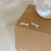 Pendientes Dulces de Goteo de Aceite con Lazo para Otoño e Invierno para Mujer, Aguja de Plata, Estilo Bosque, Diseño de Nicho, Exquisitos y Versátiles Accesorios para Orejas Estilo Ballet