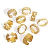 Diseño de nicho estilo ins francés elegante apilables accesorios versátiles figura geométrica anillo abierto acero de titanio chapado en oro