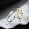 Chengbo Anillo Original de Pareja Estilo Europeo y Americano INS con Costuras de Sol y Luna Joyería de Mano para Hombre y Mujer