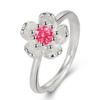 Versão coreana do novo anel de flor de cerejeira Joias de prata japonesa e coreana para mulheres Anel de diamante roxo com diamante aberto Anel simples e criativo Vendas diretas