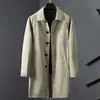 Abrigo Trench Delgado de Otoño 2025 de Largo Medio para Hombre Ropa Exterior de Moda Ropa Casual para Hombre Top Chaqueta con Solapa Estilo Coreano para Hombre