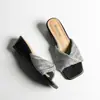 Sandalias de cuña cuadradas trenzadas con tiras retorcidas para mujer, Chanclas de verano para la playa de vacaciones