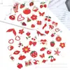 Serie Roja Aleación Mixta Esmalte Accesorios Collar Pulsera Pendientes Llavero Hecho a Mano DIY Colgante de Joyería