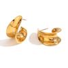 Moda europea y americana nicho diseño explosión anillo liso acero inoxidable chapado en oro de 18 quilates gancho de fundición ranura pendientes mujer