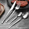 Faca Pequena de Cintura em Aço Inoxidável com Garfo e Colher Faca e Garfo Finos Ocidentais para Bife Conjunto de Talheres de Quatro Peças para Hotel Restaurante