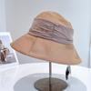Chapéu de Pescador de Fita Plissada de Papel e Japonês Chapéu de Pano Protetor Solar de Verão Feminino Chapéu de Bacia Elegante Estilo Hepburn Chapéu de Praia Moderno