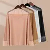 [Hecho a medida] Elegante camiseta base de estilo coreano con cuello alto y patchwork de encaje para mujer, camiseta de manga larga elástica ajustada
