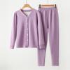 Pijama Feminino Y Criptografado Traje Casual Elegante Cardigã de Lapela Pequena Roupa Íntima Cor Sólida Lã Macia Seda Casa