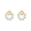 Pendientes de Perla Coreanos Simples con Aguja de Plata S925 para Mujer, Diseño de Nicho de Lujo Ligero, Pendientes de Gama Alta, Exquisitos y Versátiles Accesorios para Orejas