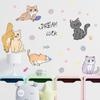 LD96028 Dibujos animados lindo gatito pez habitación infantil dormitorio hogar pasillo pegatinas decorativas de pared autoadhesivas